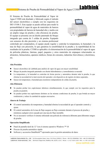 Sistema de Prueba de Permeabilidad al Vapor de Agua C330H 
