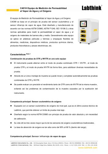 Sistema de prueba de tasa de transmisi&oacute;n de ox&iacute;geno/vapor de agua Labthink C403M: combina pruebas de OTR y WVTR en una sola.