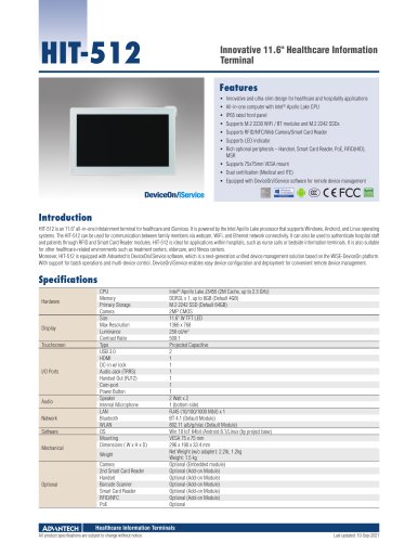 HIT-512 Innovative Healthcare Information Terminal - Datasheet