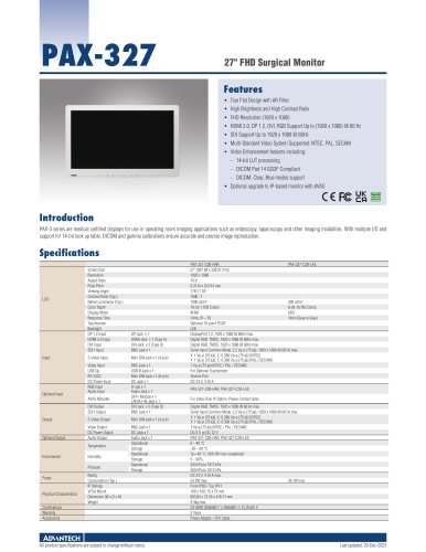 PAX-327 FHD Surgical Monitor - Datasheet