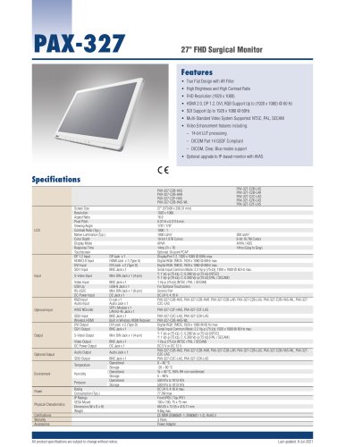 PAX-327 Full HD Surgical Monitor - Datasheet