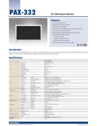 PAX-332 FHD Surgical Monitor - Datasheet