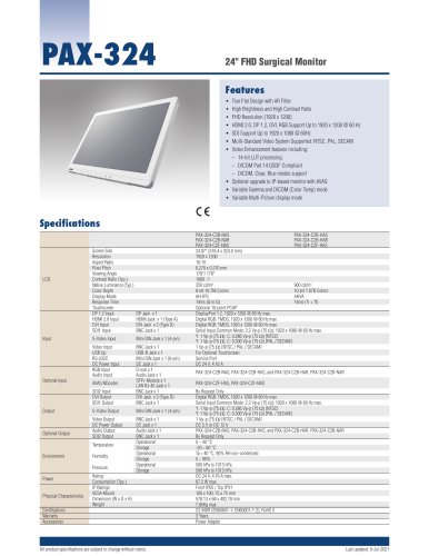 PAX-332 Full HD Surgical Monitor - Datasheet