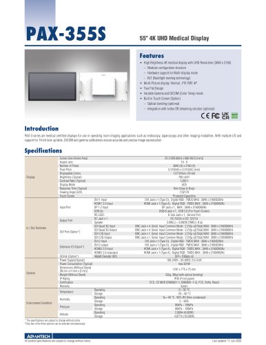 PAX-355 Surgical Display - Datasheet
