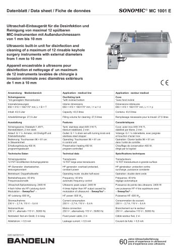 S® MC 1001 E Datenblatt / Data sheet / Fiche de données