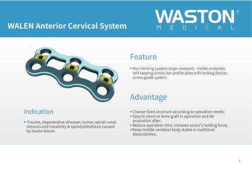 Cervical arthrodesis plate WALEN