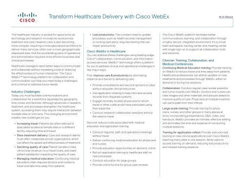 Transform Healthcare Delivery with Cisco WebEx