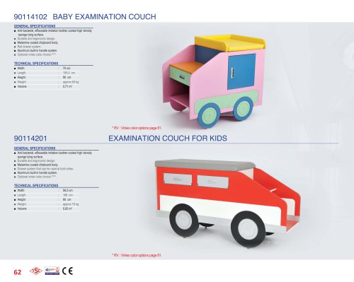 90114102, 90114201 EXAMINATION COUCH FOR KIDS