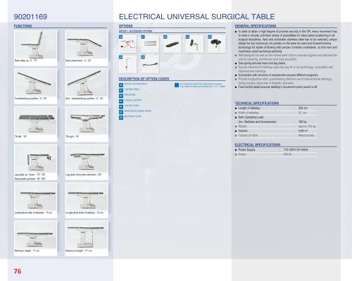 90201169 ELECTRICAL UNIVERSAL SURGICAL TABLE