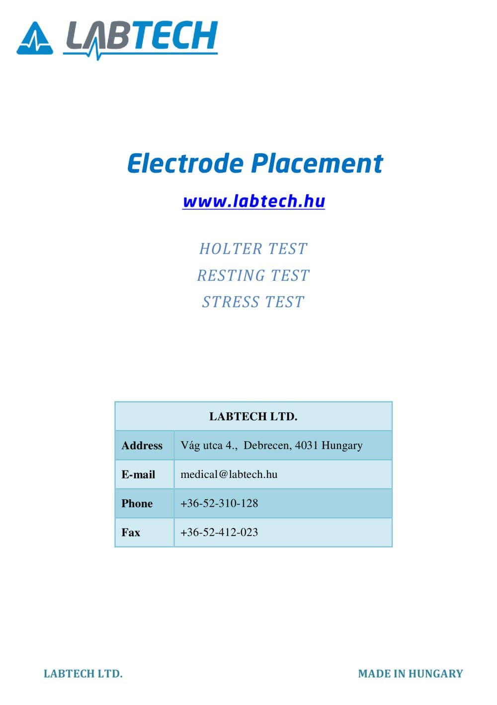 Electrode placement - Labtech