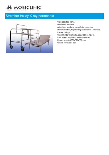 Stretcher trolley X-ray permeable