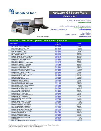 Autoplex G3 Spare Parts