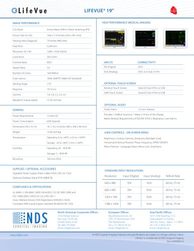 LifeVue 19" Technical Spec Sheet