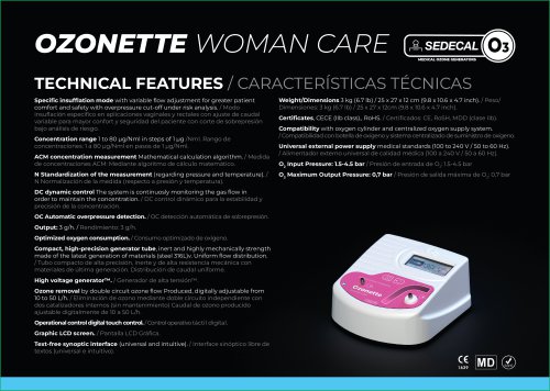 OZONETTE WOMAN CARE_ TECH DATA
