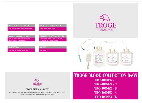 TROGE BLOOD COLLECTION BAGS