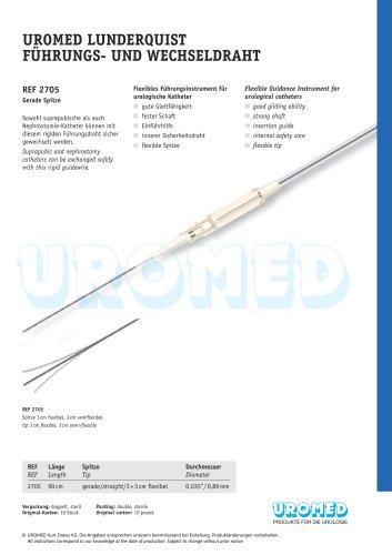 UROMED Lunderquist Guidewire, straight tip