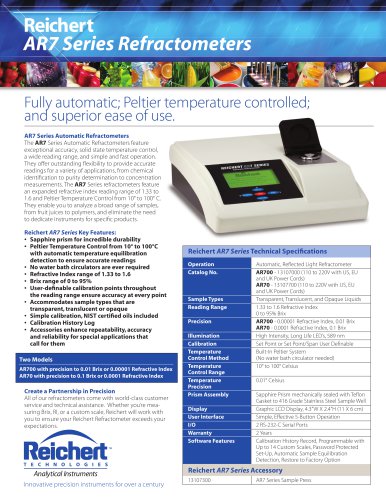 AR700 Automatic Digital Refractometer Brochure