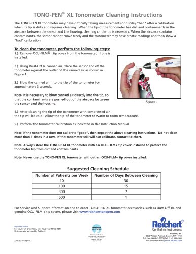 Tono-Pen XL Cleaning Instructions