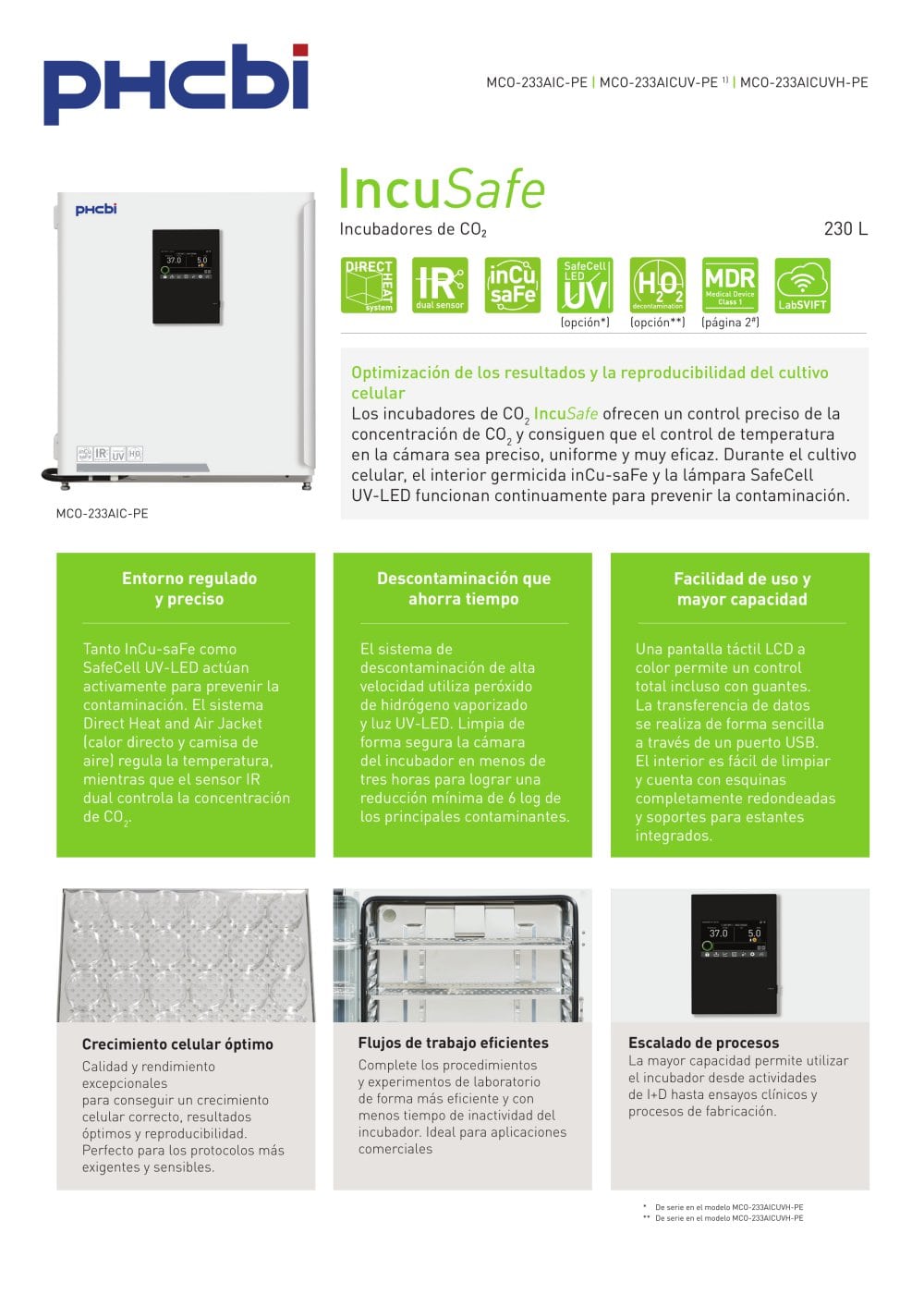 MCO-233AIC-PE / MCO-233AICUV-PE / MCO-233AICUVH-PE  - Incubadores de CO2 - PHC Europe