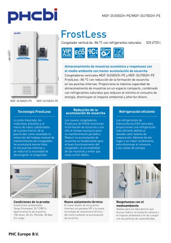 MDF-DU500ZH-PE / MDF-DU700ZH-PE - Ultracongeladores FrostLess (–86 °C)