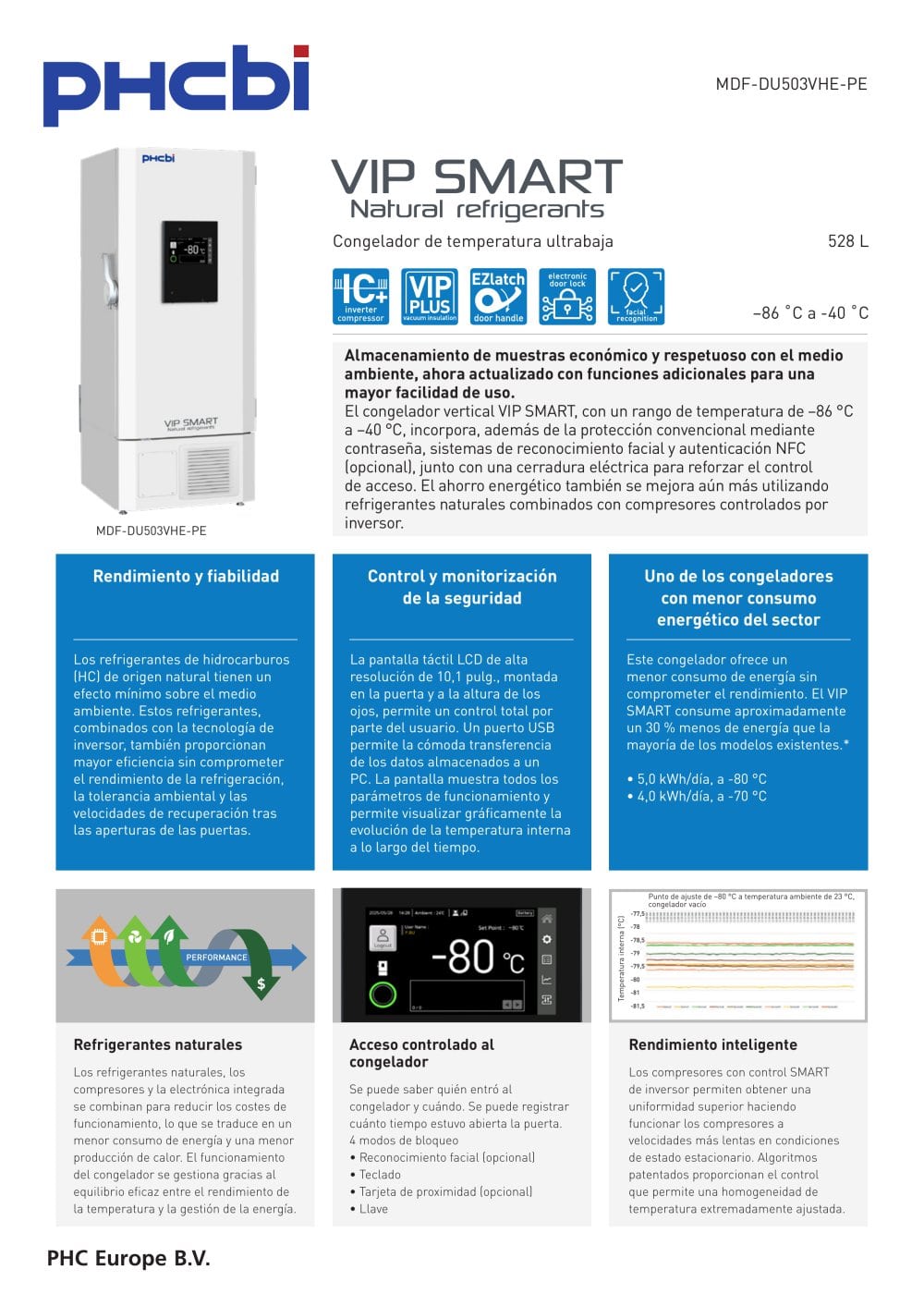 MDF-DU503VHE-PE - Congeladores ULT VIP SMART (&ndash;86 &deg;C) - PHC Europe