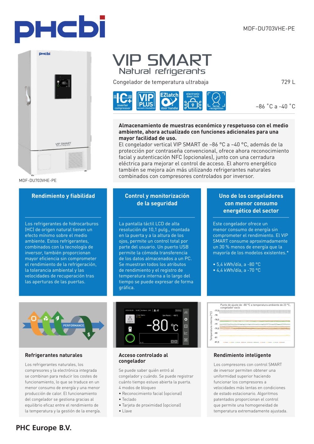MDF-DU703VHE-PE - Congeladores ULT VIP ECO SMART (&ndash;86 &deg;C) - PHC Europe