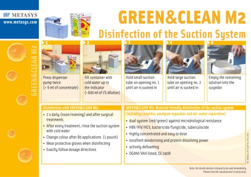 GREEN&CLEAN M2 Disinfection of the Suction System