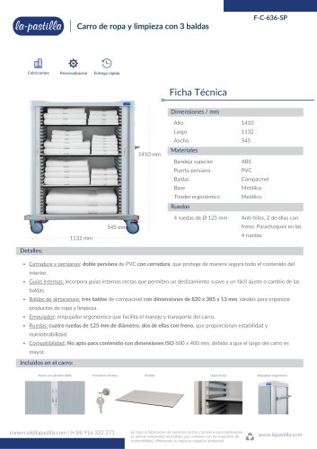 Carro de ropa y limpieza 3 baldas 
