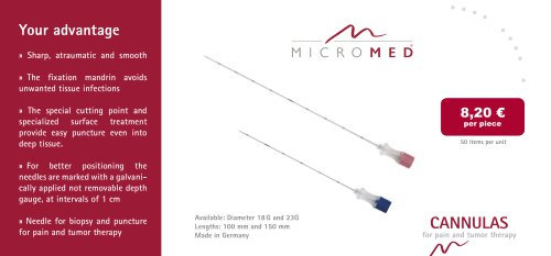 CANNULAS for pain and tumor therapy