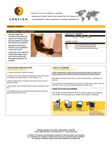 ELBOW SPLINTS - XR CUBITAL TUNNEL SPLINT