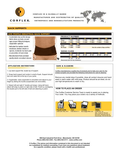 Low Profile Industrial Back Support