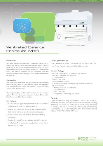 Ventilated Balance Enclosure (VBE)