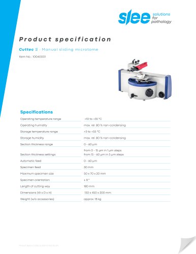 Cuttec S ∙ Manual sliding microtome