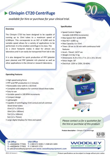 Clinispin CT20 Centrifuge