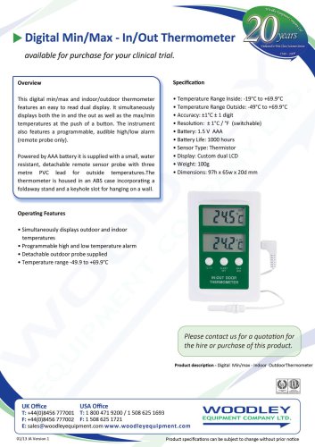 Digital Indoor - Outdoor Thermometer