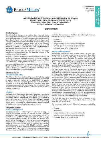 Oil Injected Screw Technical Data Sheet