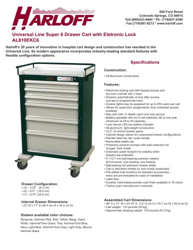 AL810EKC6 – ALUMINUM ANESTHESIA/TREATMENT CART