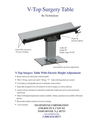 V -Top Surgery Table With Electric Height Adjustment