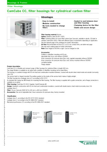 CamCube CC, filter housings for cylindrical carbon filter