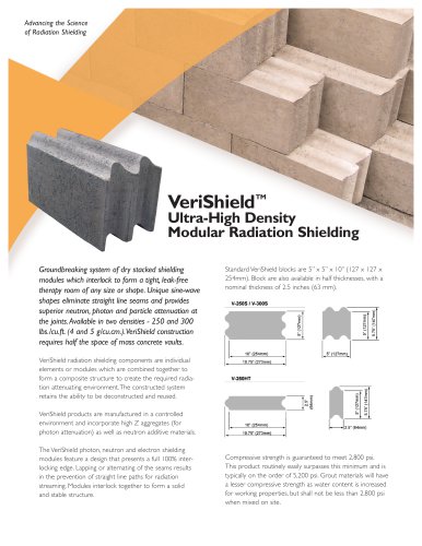 VeriShield TM Ultra-High Density  Modular Radiation Shielding