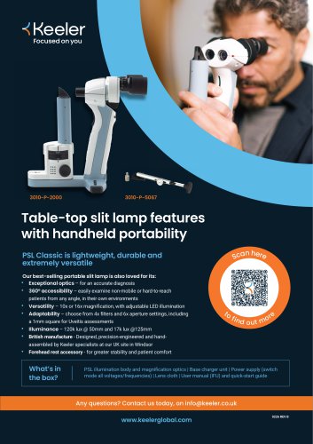 Keeler PSL Classic portable slit lamp