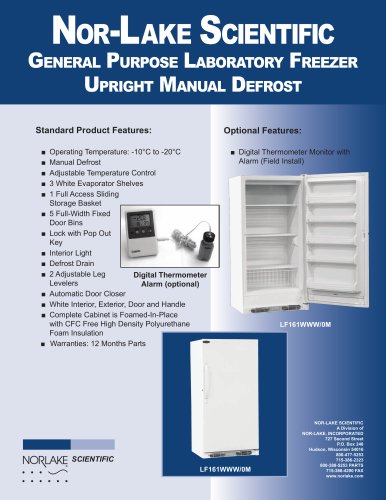 General Purpose Laboratory Freezer Upright Manual Defrost Lf 161 WWW/OM