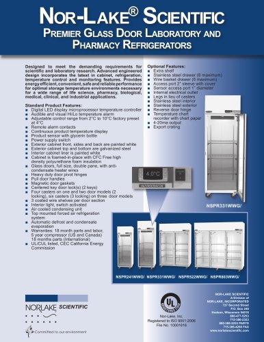 Premier Glass Door Laboratory and Pharmacy Refrigerators