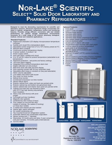 Select? Solid Door Laboratory and Pharmacy Refrigerators