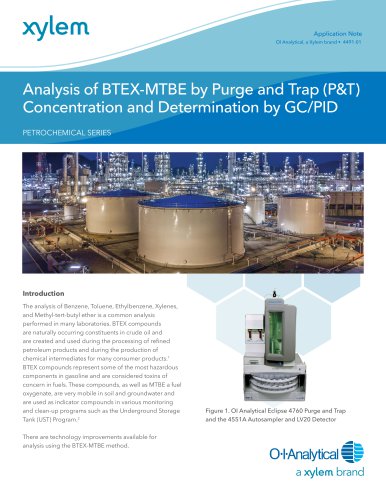 Analysis of BTEX-MTBE by Purge and Trap (P&T) Concentration and Determination by GC/PID