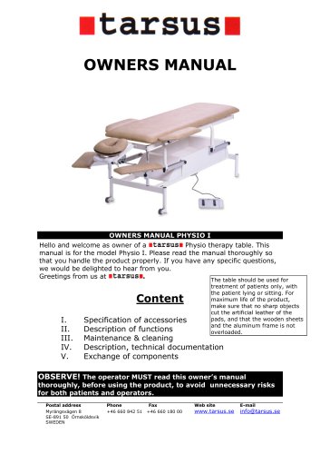 Physio 1 stationary table