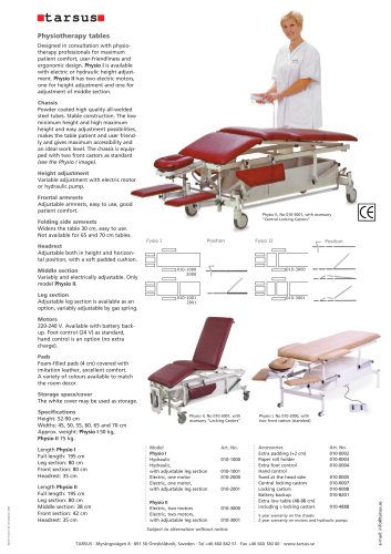 Physiotherapy tables