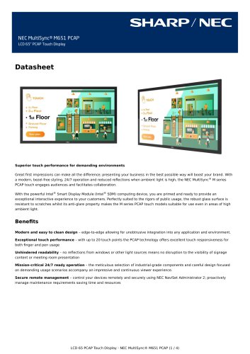 NEC MultiSync® M651 PCAP