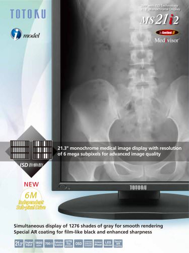 21.3" monochrome medical image display with resolution of 6 mega subpixels for advanced image quality