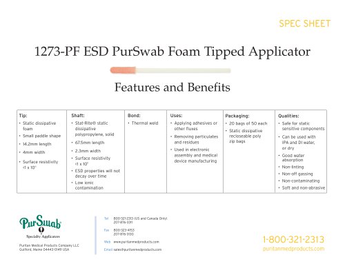 3” ESD Foam Swab - 1273-PF ESD